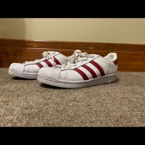 Maroon Adidas Superstar Sneakers